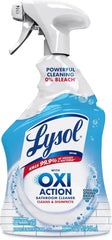 LYSOL Bathroom Cleaner Spray with OXI Action (Hydrogen Peroxide), 0% Bleach Formula, Multipurpose Disinfecting Cleaner for Tub, Tile & Shower, Removes Soap Scum & Limescale, Spring Breeze Scent, 32oz