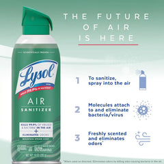 Lysol Air Sanitizer Spray with Bacterial Odor Eliminator for Home & Office, Sanitizing Air Spray, Air Freshener Alternative, Mountain Spring Scent, 10 oz (Pack of 3)
