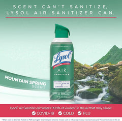 Lysol Air Sanitizer Spray with Bacterial Odor Eliminator for Home & Office, Sanitizing Air Spray, Air Freshener Alternative, Mountain Spring Scent, 10 oz (Pack of 3)