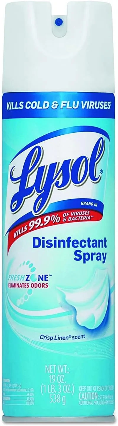 Lysol Disinfectant Spray, Crisp Linen, 19 Ounce (Pack of 12)