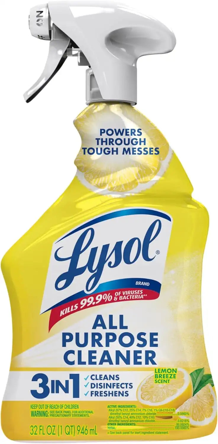 Lysol All Purpose Cleaner Spray, Multi-Purpose Disinfecting Spray, Kitchen & Bathroom Cleaner, Lemon Breeze Scent, 32 Fl Oz