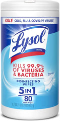 LYSOL Disinfecting Wipes, All Purpose Cleaner, Multi-Surface Antibacterial Cleaning Wipes, Household Cleaning Supplies, Dorm Essentials, Crisp Linen Scent, 80 ct.