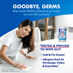 LYSOL Disinfecting Wipes, All Purpose Cleaner, Multi-Surface Antibacterial Cleaning Wipes, Household Cleaning Supplies, Dorm Essentials, Crisp Linen Scent, 80 ct.