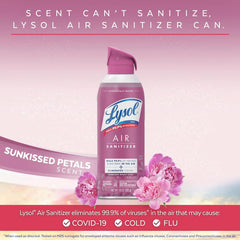 Lysol Air Sanitizer Spray with Bacterial Odor Eliminator for Home & Office, Sanitizing Air Spray, Air Freshener Alternative, Sunkissed Petals Scent, 10 oz (Pack of 3)